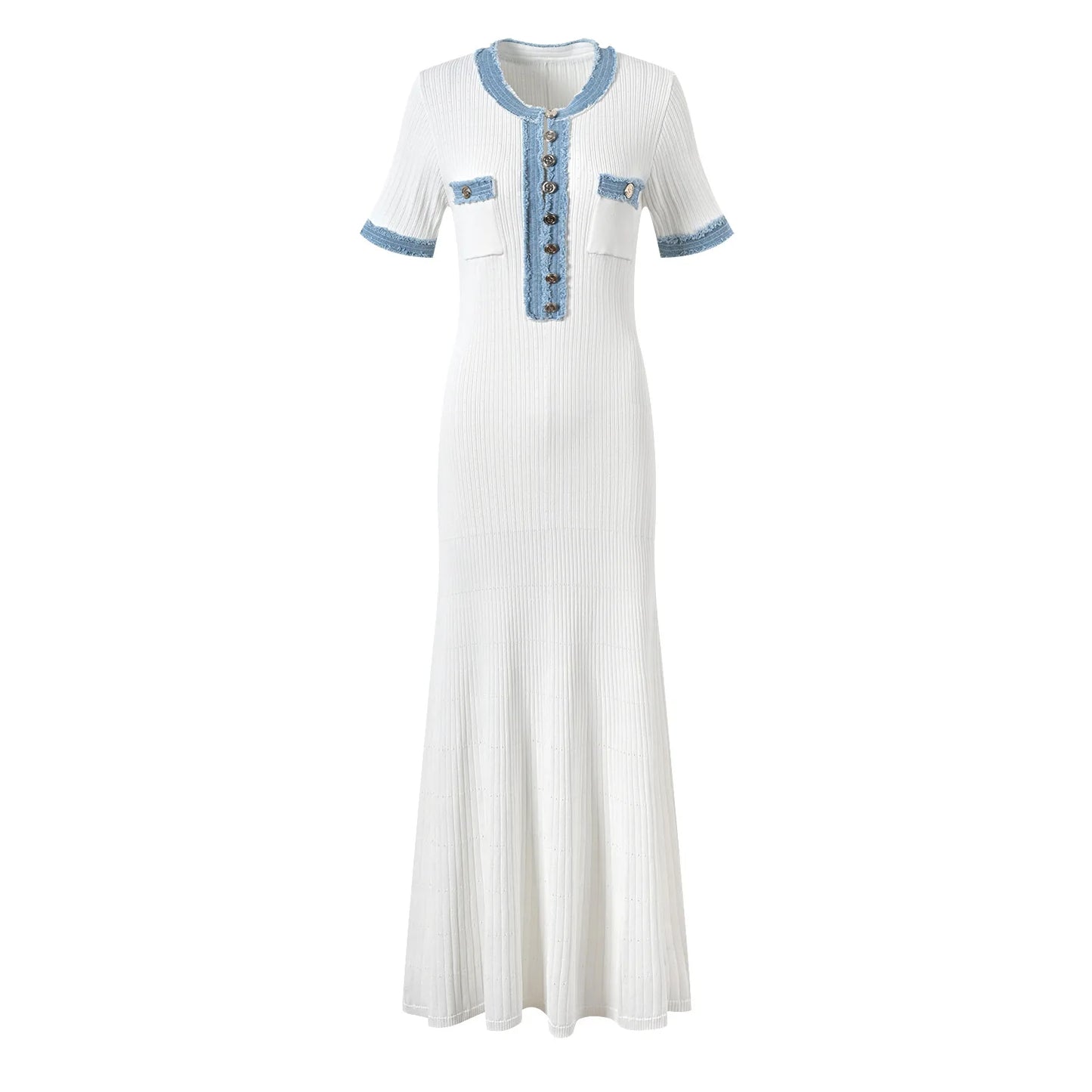 Sando Denim Knitted Maxi Kleid