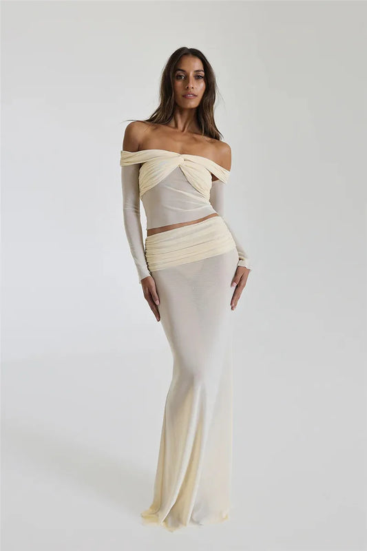 Elegance Whisper off shoulder Gown
