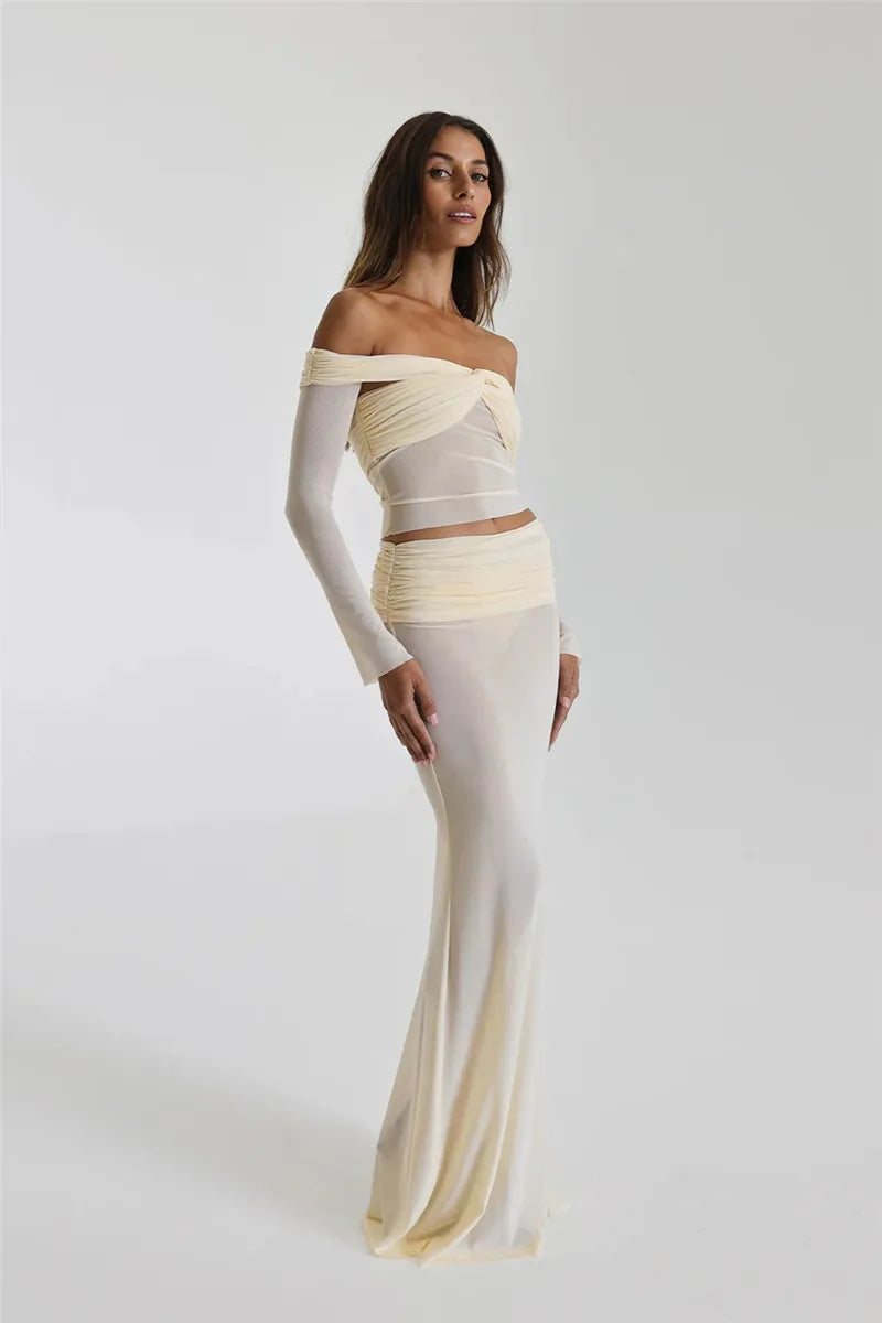 Elegance Whisper off shoulder Gown