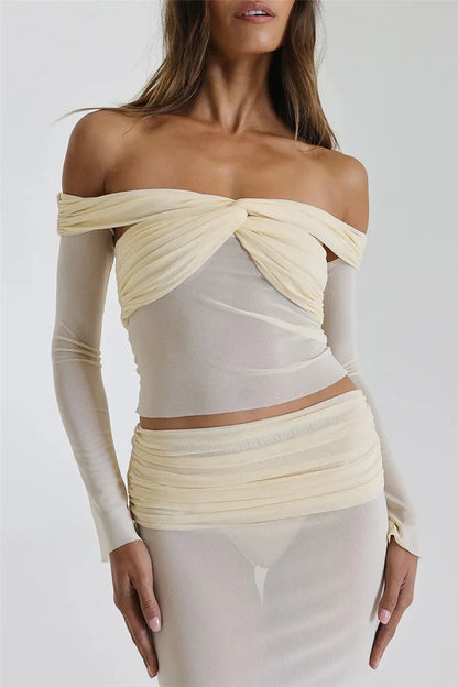Elegance Whisper off shoulder Gown