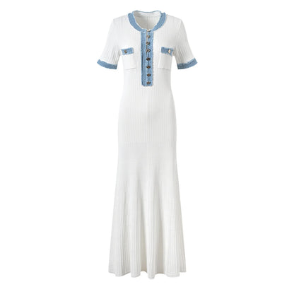 Sando Denim Knitted Maxi Kleid