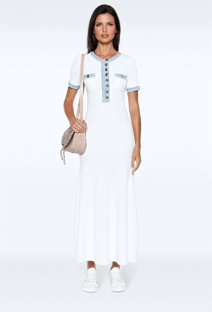 Sando Denim Knitted Maxi Kleid