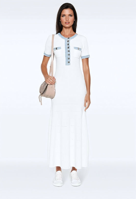Sando Denim Knitted Maxi Kleid