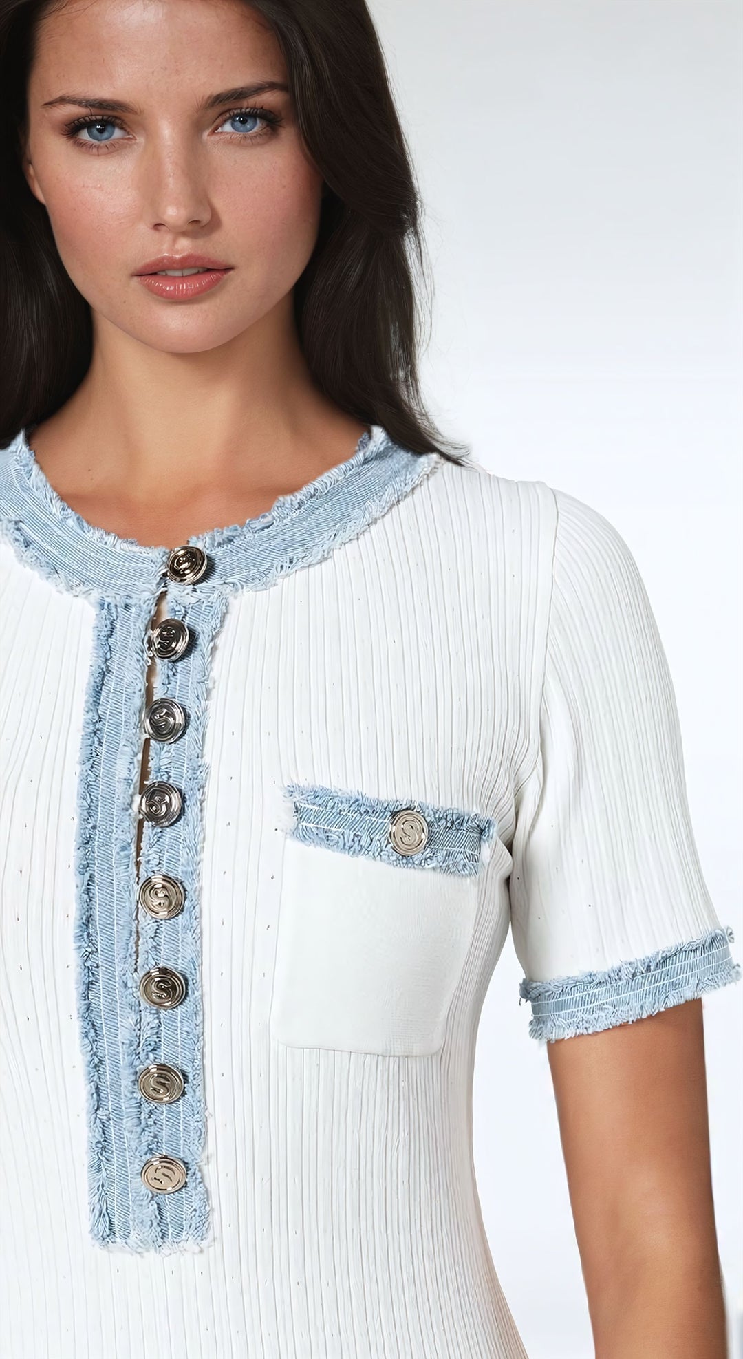 Sando Denim Knitted Maxi Kleid