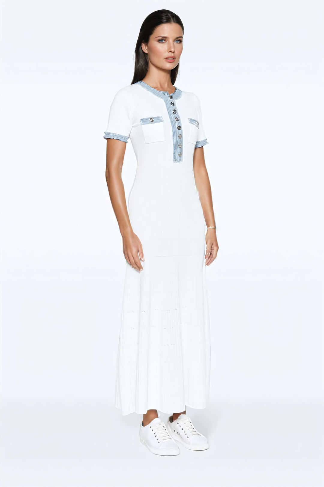 Sando Denim Knitted Maxi Kleid