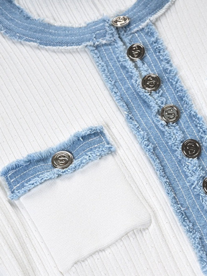 Sando Denim Knitted Maxi Kleid