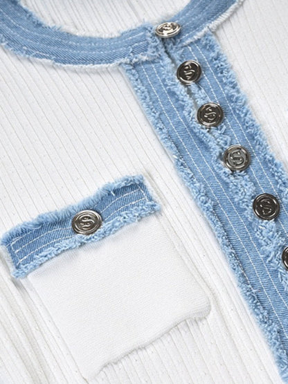 Sando Denim Knitted Maxi Kleid