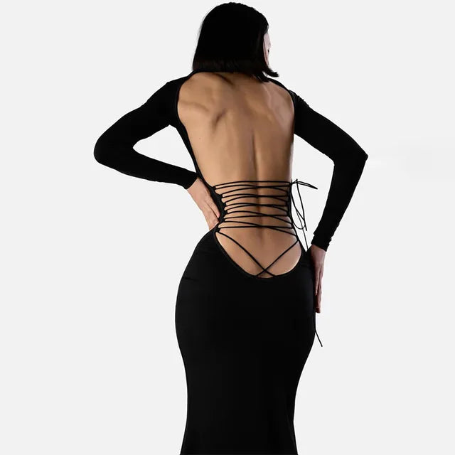 Midnight Grace Rückenfreies Couture Kleid